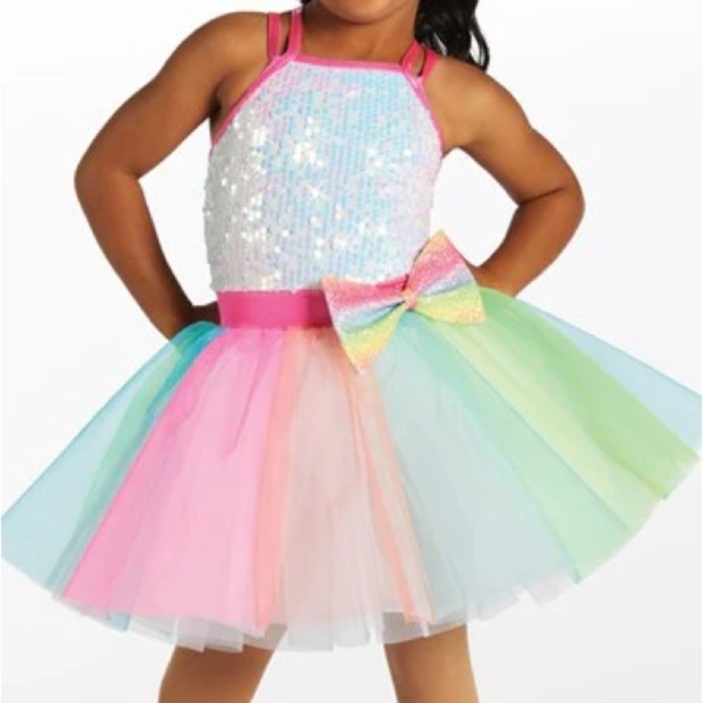 Ballerina girls Rainbow dress Recital size 4T